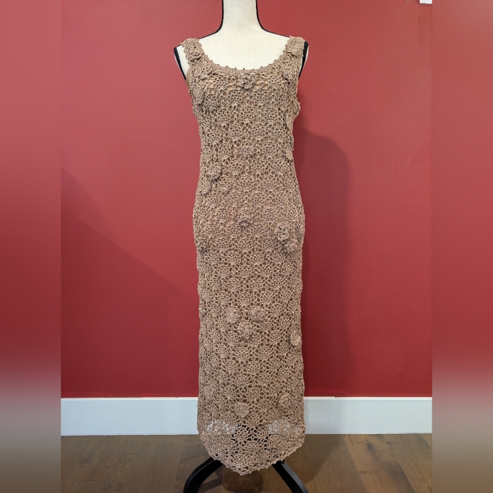 🌹Like New🌹Elegant Crochet Brown Dress